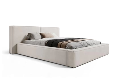 Manželská posteľ Molino 160x200 s úložným priestorom - svetlobéžový zamat Castel 03 Posteľ čalúnená Molino 160x200 S vnútorným úložným priestorom- jasnobezowy velúr Castel 03 