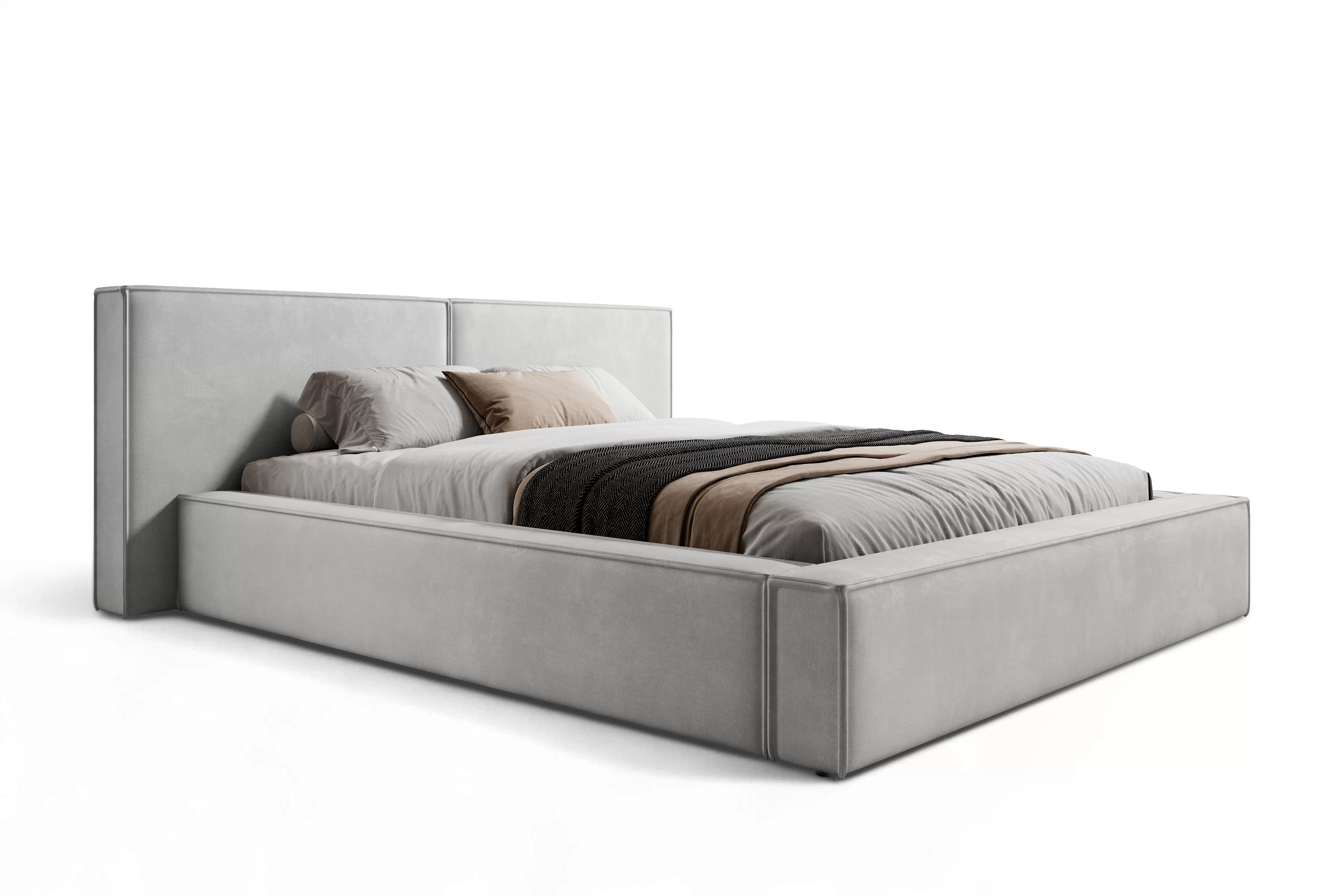 Manželská posteľ Molino 160x200 s úložným priestorom - sivý zamat Castel 80 Posteľ čalúnená Molino 160x200 S vnútorným úložným priestorom- šedý velúr Castel 80