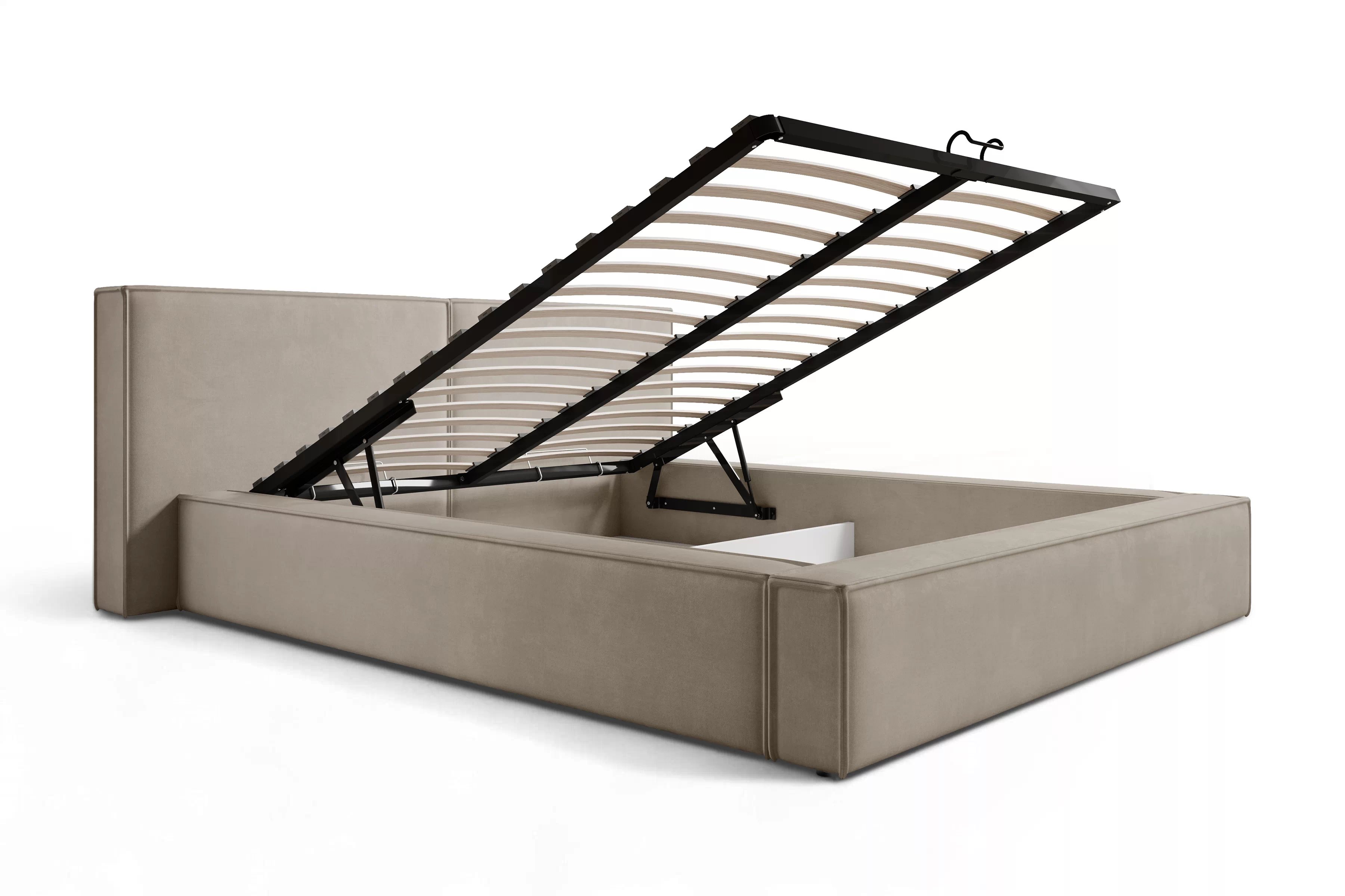 Manželská posteľ Molino 180x200 s úložným priestorom - béžový zamat Castel 15 Posteľ čalúnená Molino 180x200 S vnútorným úložným priestorom- béžový velúr Castel 15