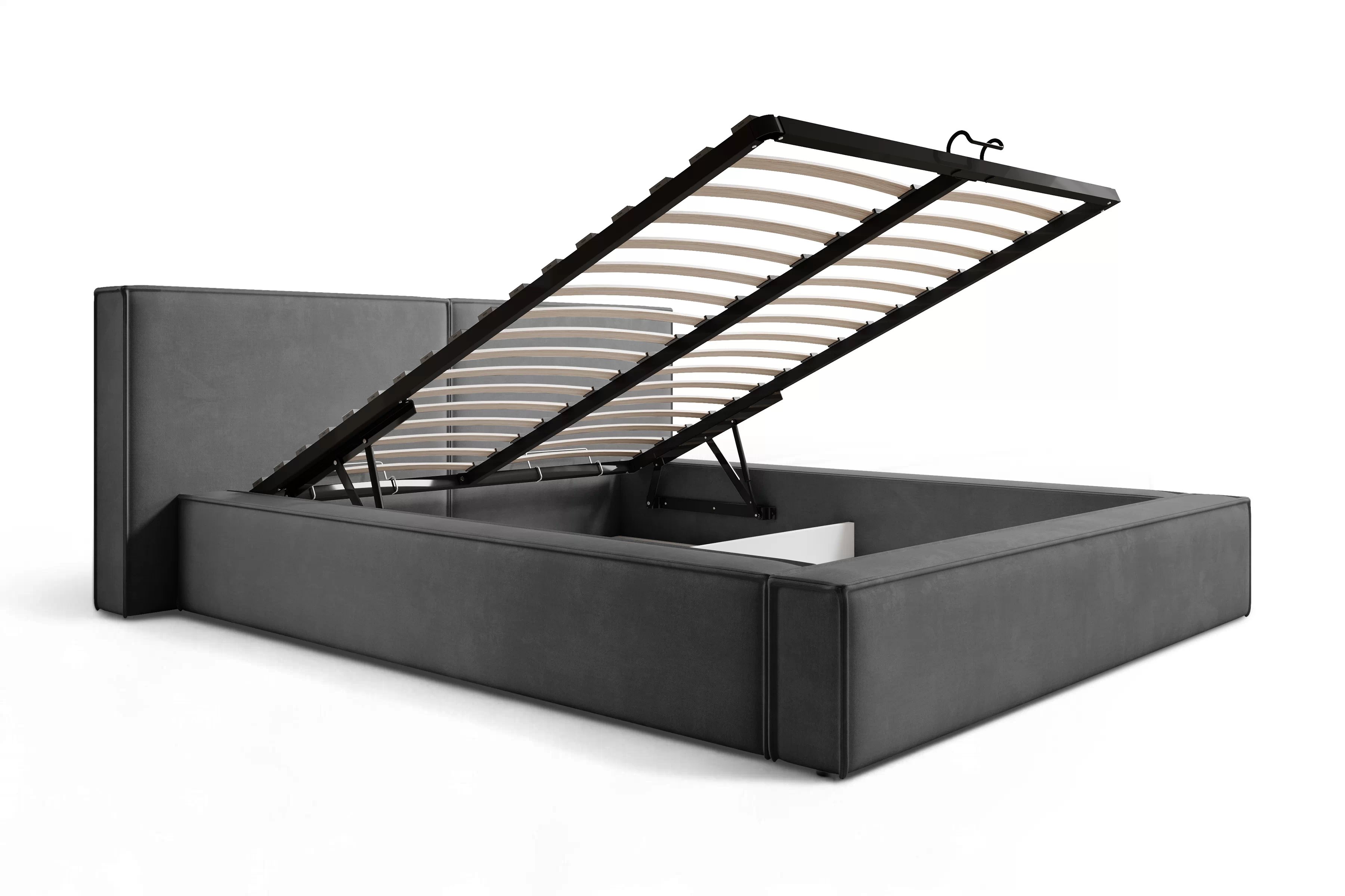 Manželská posteľ Molino 180x200 s úložným priestorom - tmavosivý zamat Castel 93 Posteľ čalúnená Molino 180x200 S vnútorným úložným priestorom- Tmavý šedý velúr Castel 93 