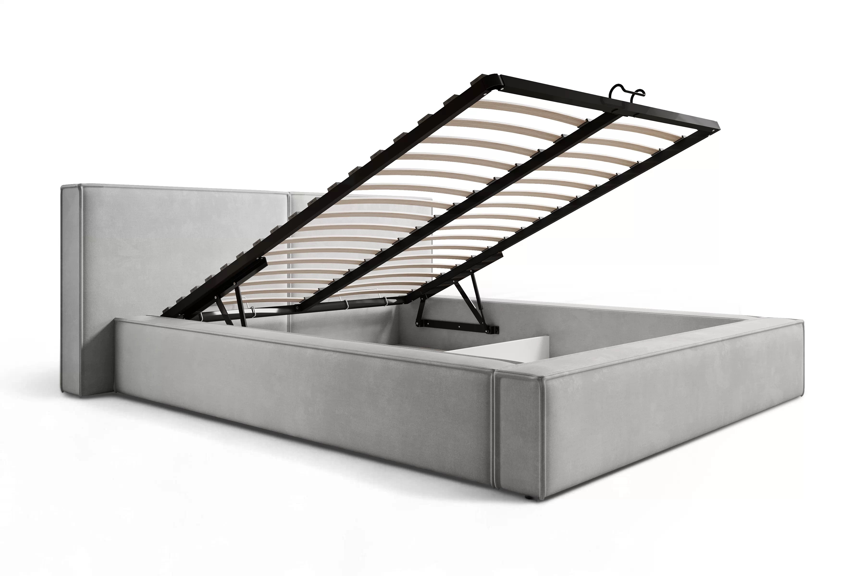 Manželská posteľ Molino 180x200 s úložným priestorom - sivý zamat Castel 80 Posteľ čalúnená Molino 180x200 S vnútorným úložným priestorom- šedý velúr Castel 80 