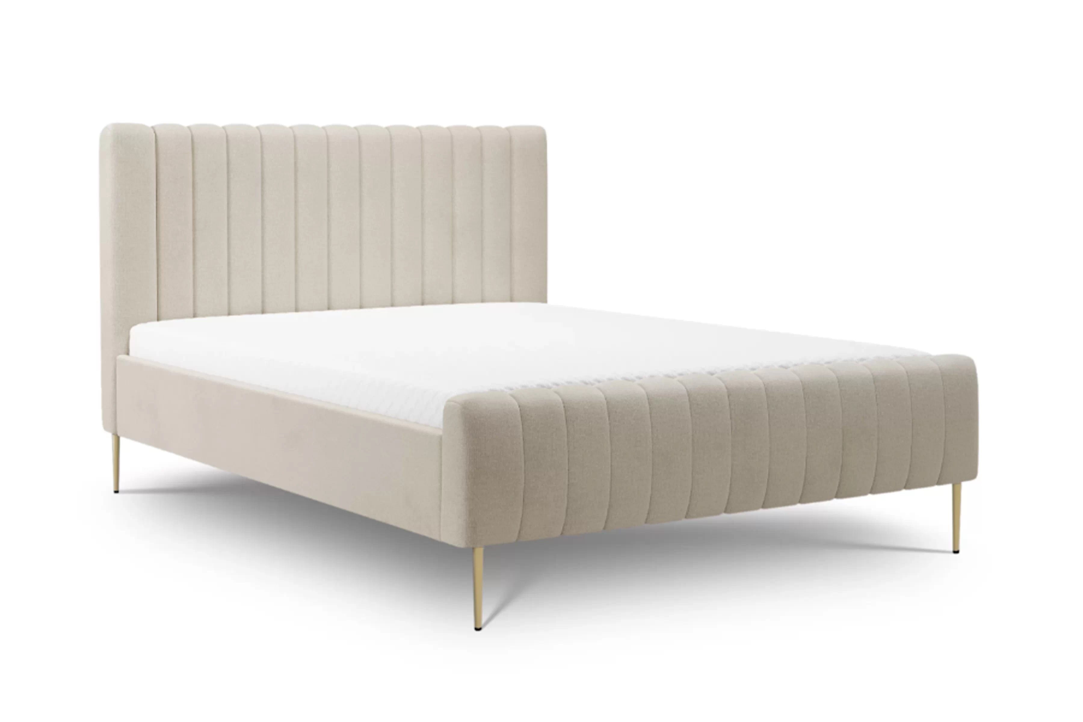 Čalúnená posteľ Nicole 160x200 - béžový šenil Perfect harmony 07 / zlaté nohy Posteľ čalúnená Nicole 160x200 - béžový šenil Perfect harmony 07 / nožičky zlote