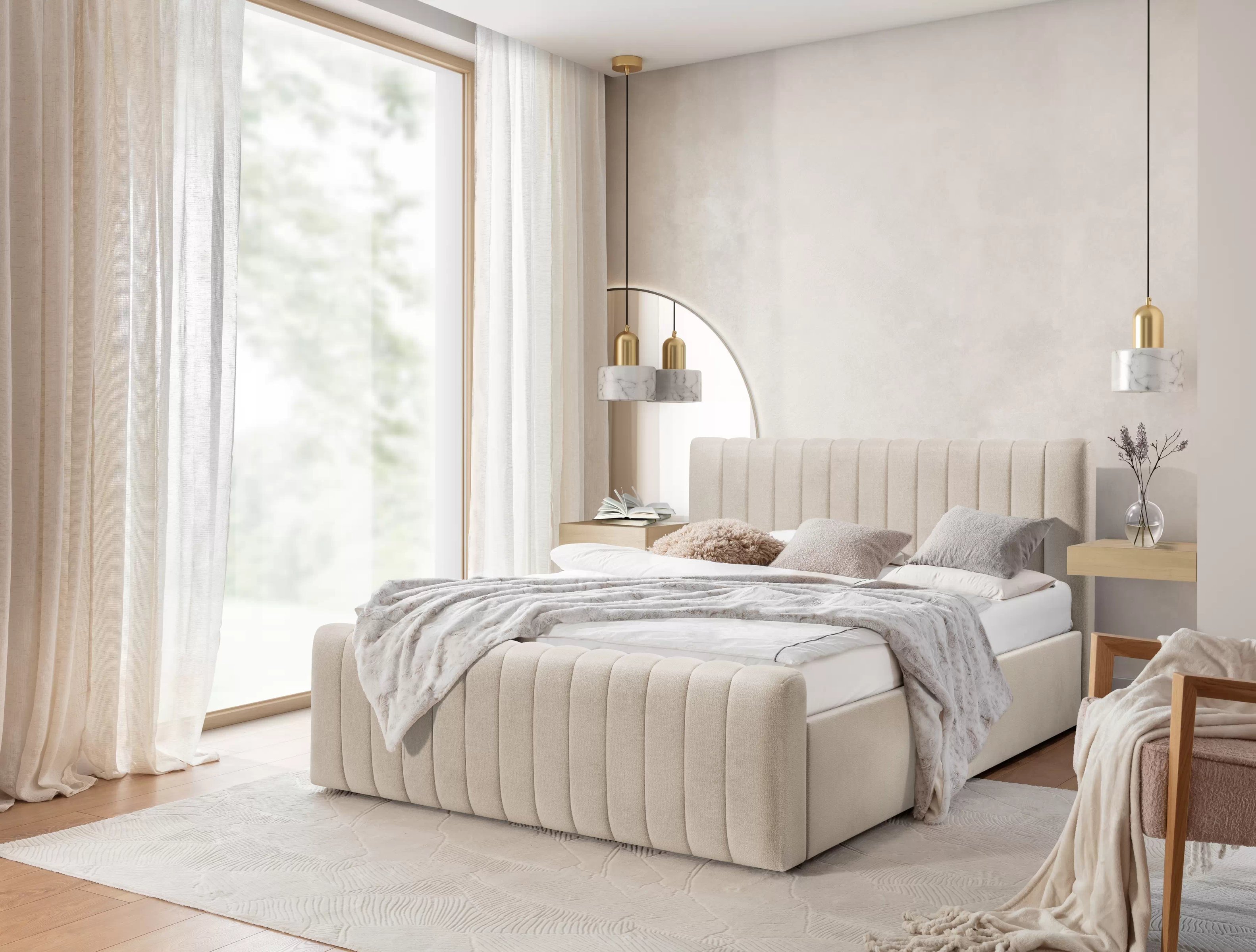 Postel čalouněné Nicole 160x200 s úložným prostorem- béžová šenil Perfect harmony 07 Postel čalouněné Nicole 160x200 s úložným prostorem- béžová šenil Perfect harmony 07