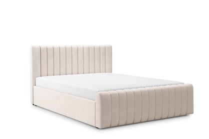 Čalúnená posteľ Nicole 180x200 s úložným priestorom - béžový hydrofóbny zamat Salvador 1 Posteľ čalúnená Nicole 180x200 S vnútorným úložným priestorom- béžový zamat hydrofobowy Salvador 1 