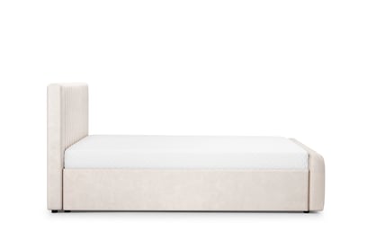 Čalúnená posteľ Nicole 180x200 s úložným priestorom - béžový hydrofóbny zamat Salvador 1 Posteľ čalúnená Nicole 180x200 S vnútorným úložným priestorom- béžový zamat hydrofobowy Salvador 1 