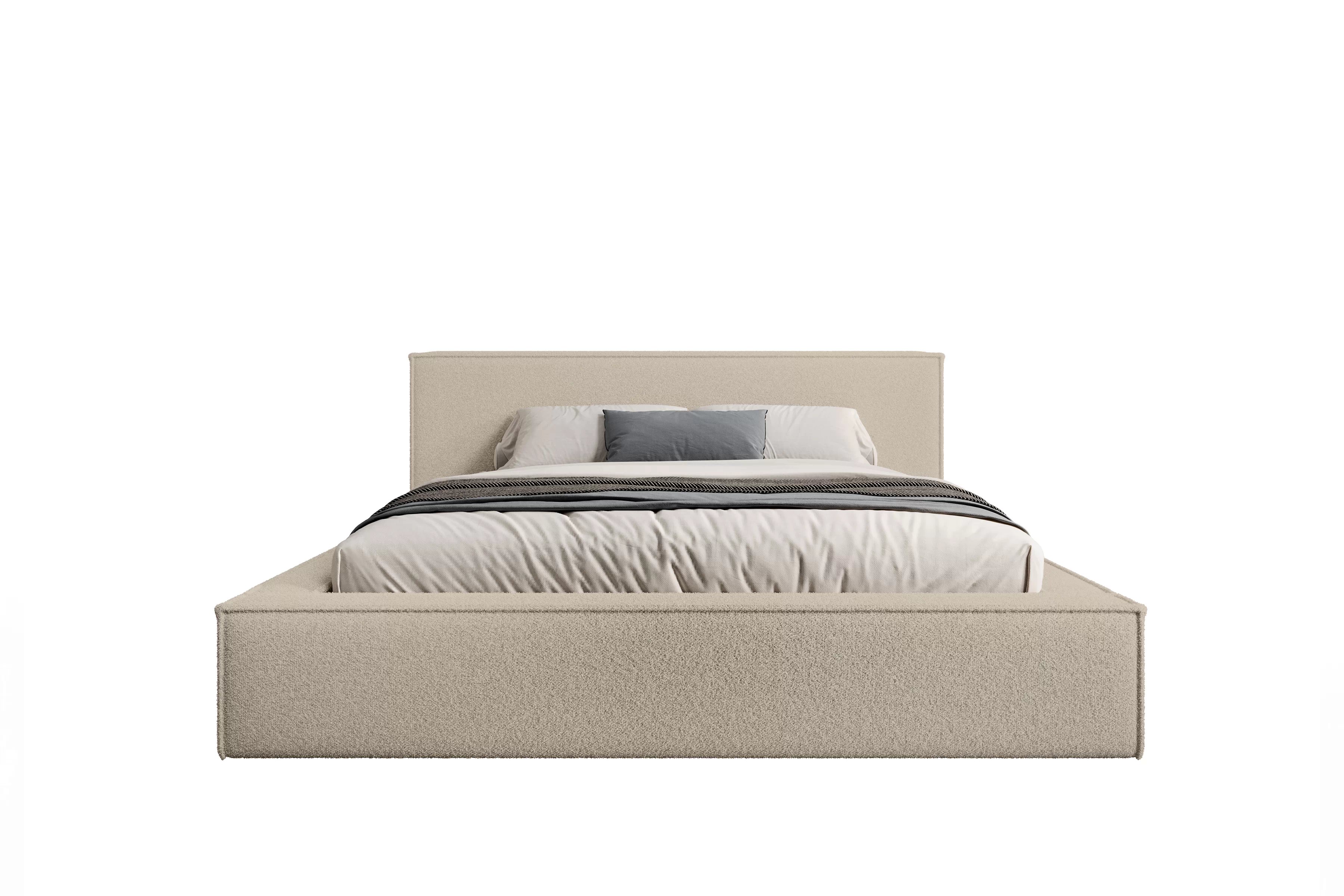 Čalúnená posteľ Nirello 160x200 s úložným priestorom - tmavobéžová buklé Quelle 05 Posteľ čalúnená Nirello 160x200 S vnútorným úložným priestorom- Béžová bukla Quelle 05
