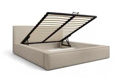 Čalúnená posteľ Nirello 160x200 s úložným priestorom - tmavobéžová buklé Quelle 05 Posteľ čalúnená Nirello 160x200 S vnútorným úložným priestorom- Béžová bukla Quelle 05