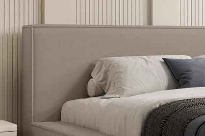 Čalúnená posteľ Nirello 160x200 s úložným priestorom - béžový zamat Castel 15 Posteľ čalúnená Nirello 160x200 S vnútorným úložným priestorom- béžový velúr Castel 15