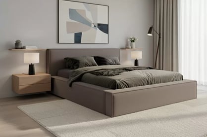 Čalouněná postel Nirello 160x200 s úložným prostorem - béžový samet Castel 15 Postel čalouněné Nirello 160x200 s úložným prostorem- béžová samet Castel 15