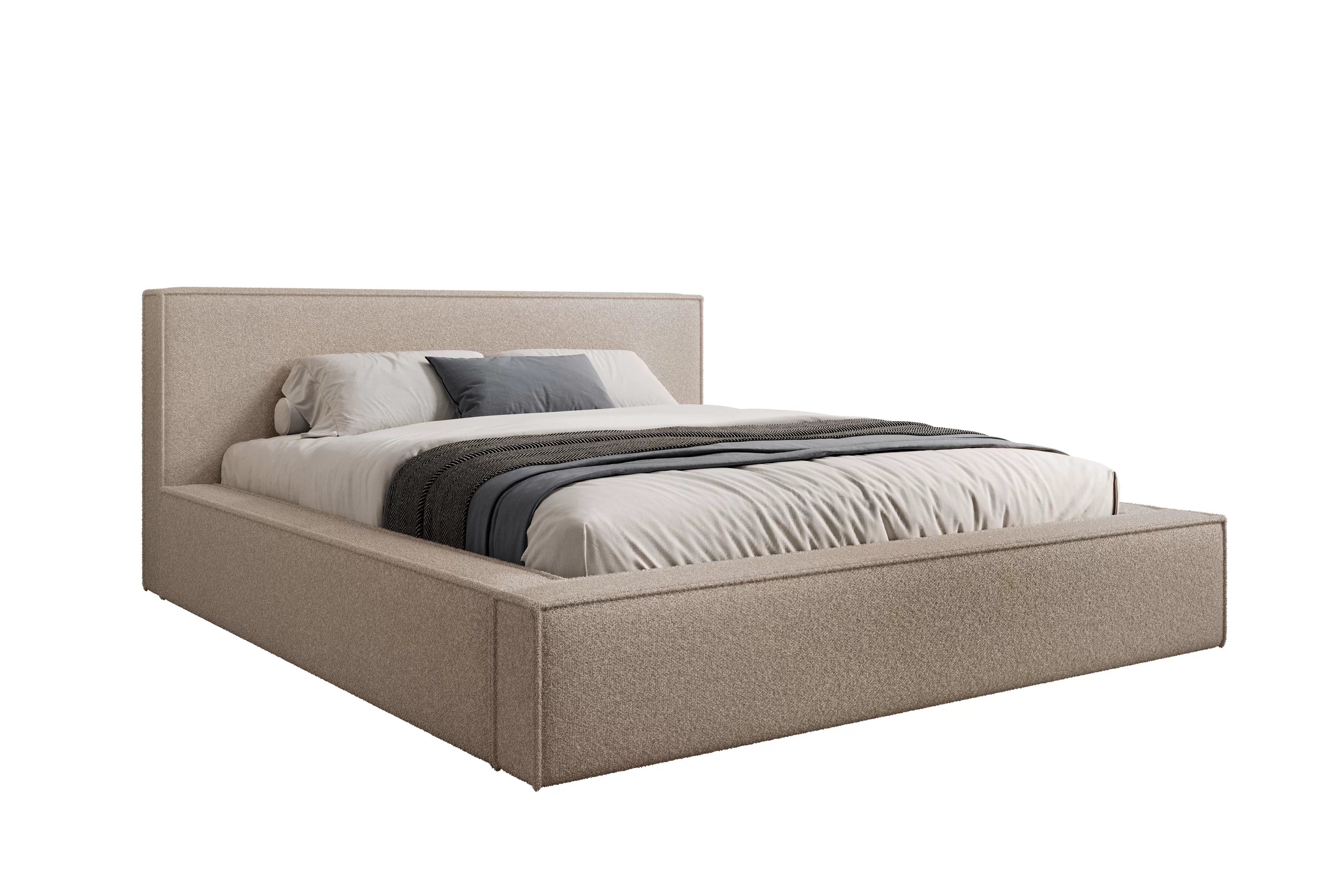 Čalúnená posteľ Nirello 160x200 s úložným priestorom - tmavobéžová buklé Quelle 05 Posteľ čalúnená Nirello 160x200 S vnútorným úložným priestorom- ciemno Béžová bukla Quelle 05