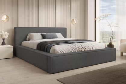 Manželská posteľ Nirello 160x200 s úložným priestorom - tmavosivé buklé Quelle 92 Posteľ čalúnená Nirello 160x200 S vnútorným úložným priestorom- Tmavý šedý bukla Quelle 92