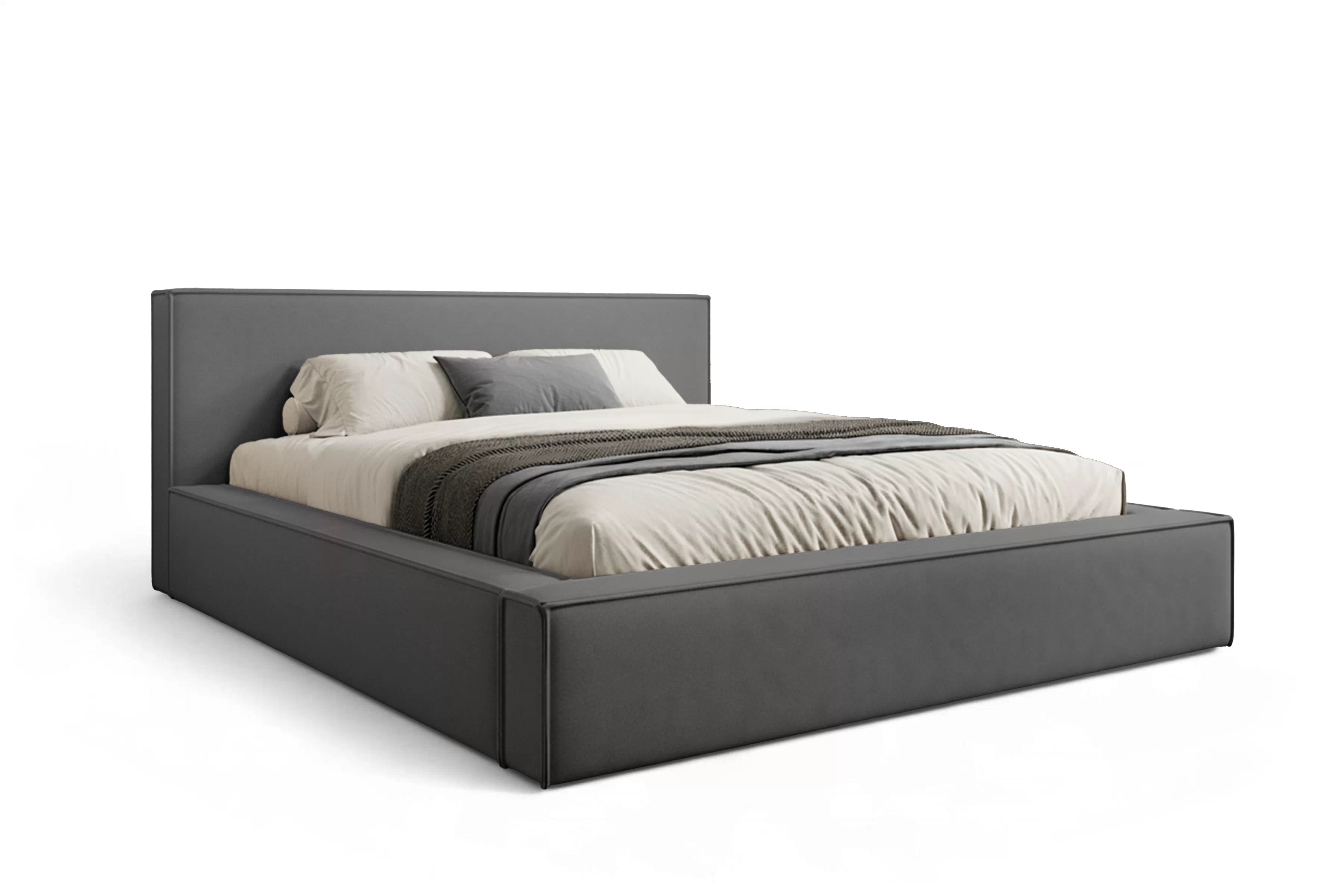 Manželská posteľ Nirello 160x200 s úložným priestorom - tmavosivý zamat Castel 93 Posteľ čalúnená Nirello 160x200 S vnútorným úložným priestorom- Tmavý šedý velúr Castel 93