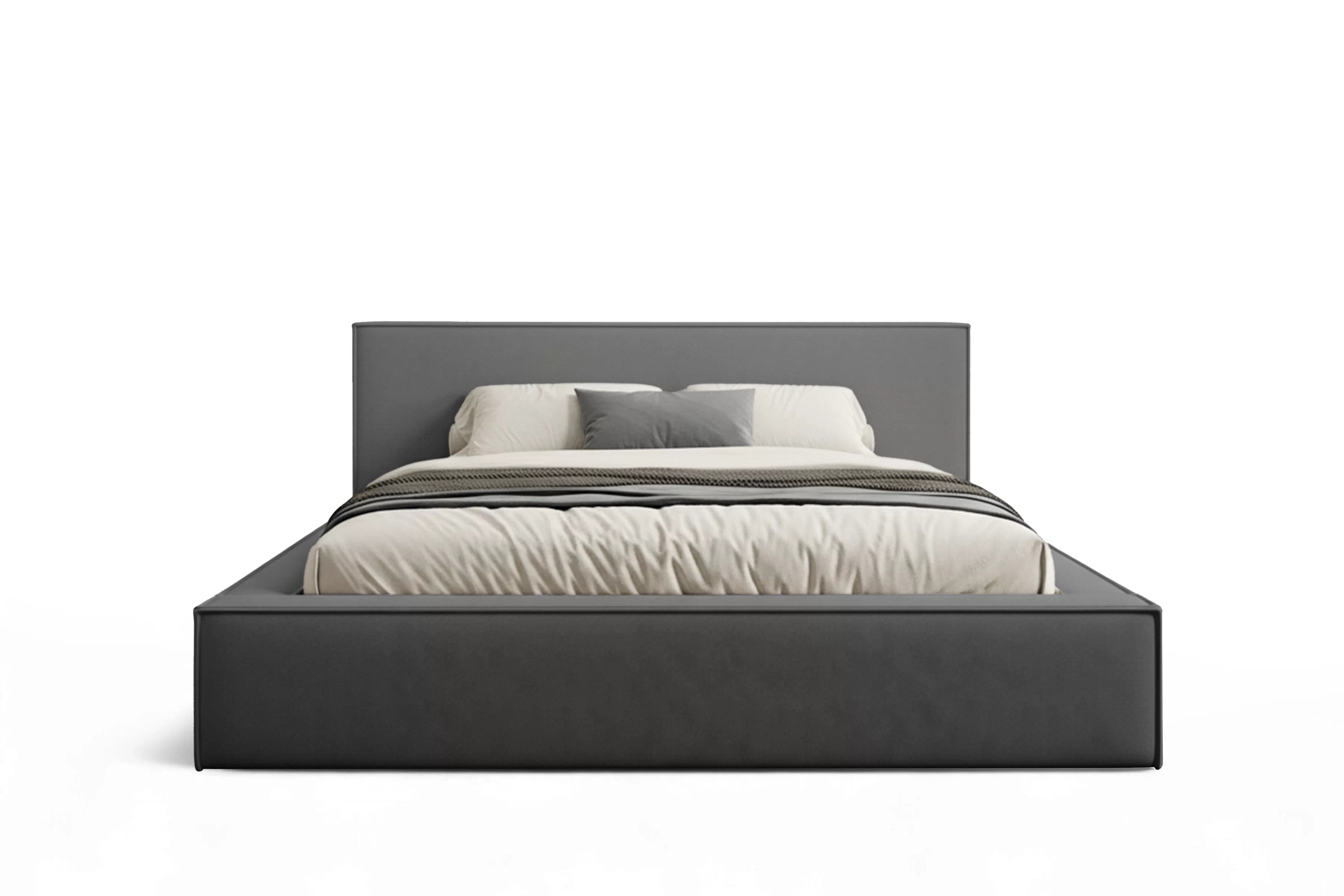 Manželská posteľ Nirello 160x200 s úložným priestorom - tmavosivý zamat Castel 93 Posteľ čalúnená Nirello 160x200 S vnútorným úložným priestorom- Tmavý šedý velúr Castel 93