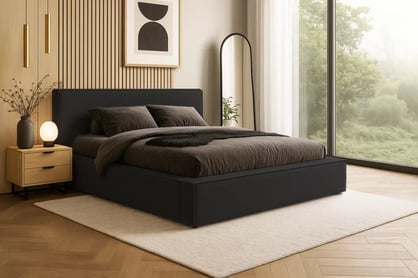 Čalouněná postel Nirello 160x200 s úložným prostorem - černá bouclé Quelle 100 Postel čalouněné Nirello 160x200 s úložným prostorem- černá bukla Quelle 100