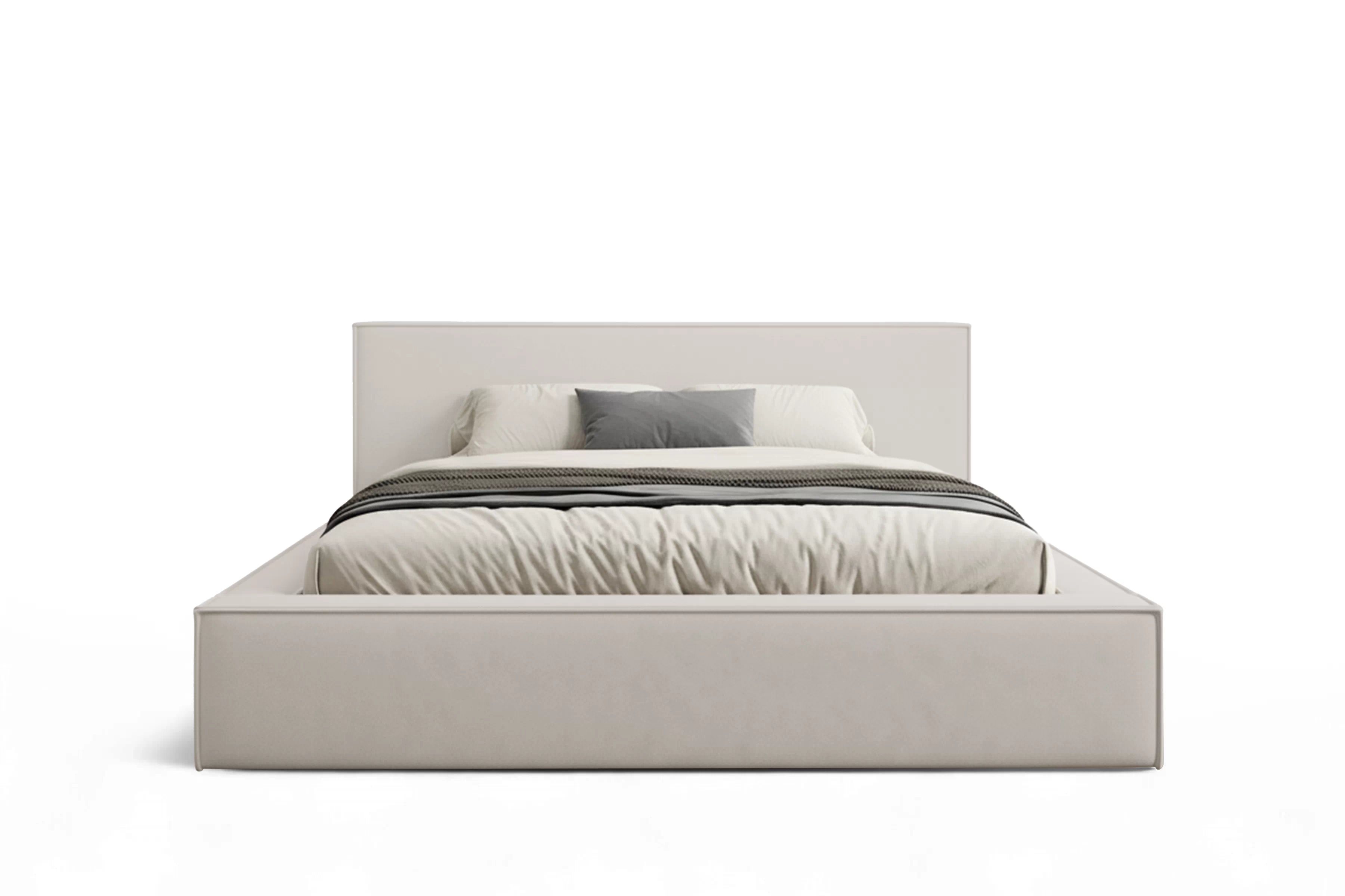 Manželská posteľ Nirello 160x200 s úložným priestorom - svetlobéžový zamat Castel 03 Posteľ čalúnená Nirello 160x200 S vnútorným úložným priestorom- svetlý Béžová velúr Castel 03