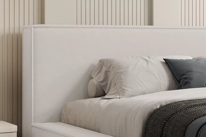 Čalúnená posteľ Nirello 160x200 s úložným priestorom - svetlý béžový zamat Castel 03 Posteľ čalúnená Nirello 160x200 S vnútorným úložným priestorom- svetlý Béžová velúr Castel 03