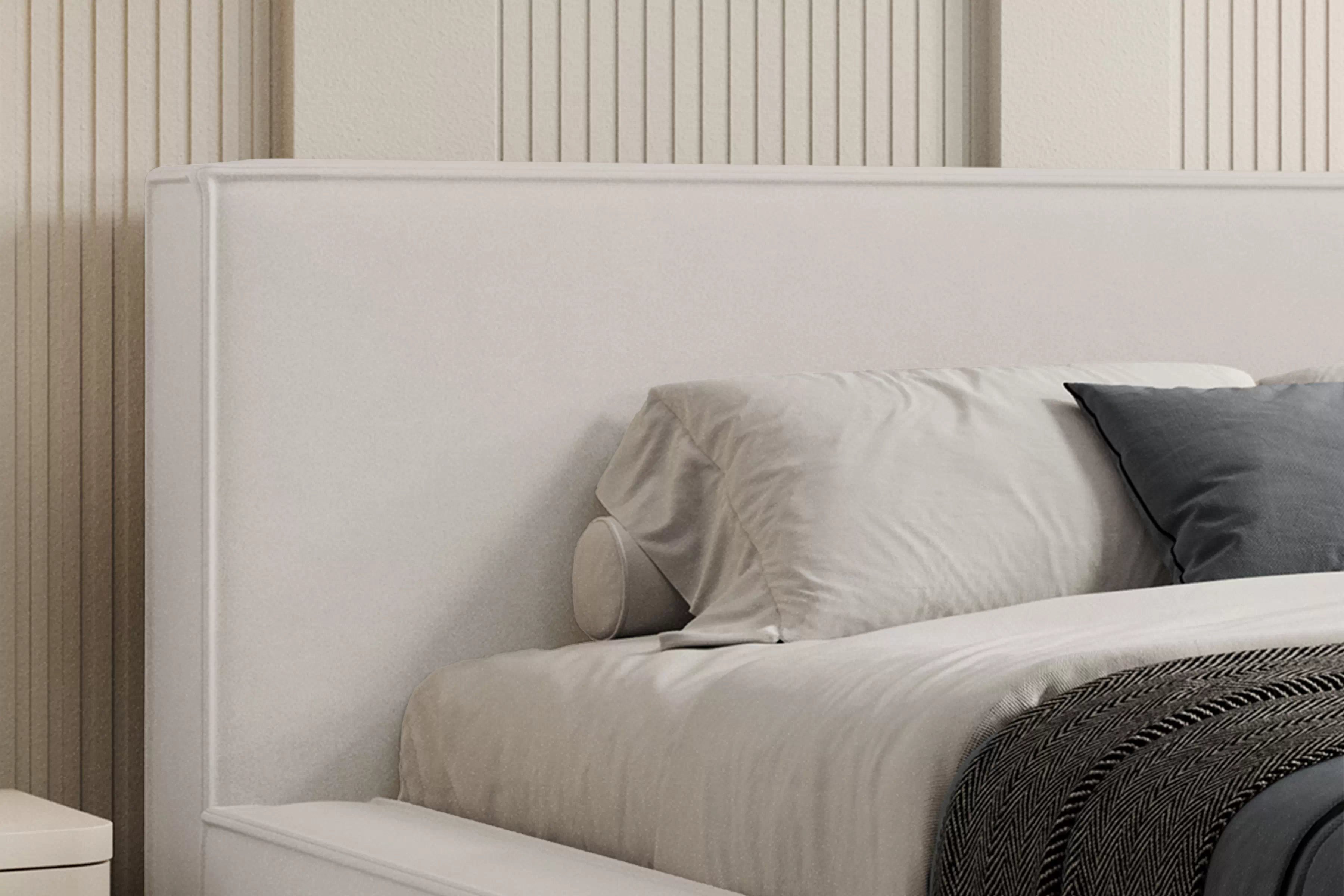 Manželská posteľ Nirello 160x200 s úložným priestorom - svetlobéžový zamat Castel 03 Posteľ čalúnená Nirello 160x200 S vnútorným úložným priestorom- svetlý Béžová velúr Castel 03