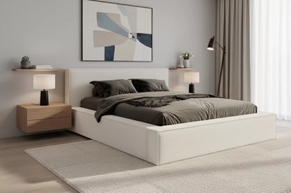 Čalouněná postel Nirello 160x200 s úložným prostorem - světle béžový samet Castel 03 Postel čalouněné Nirello 160x200 s úložným prostorem- světlý béžová samet Castel 03