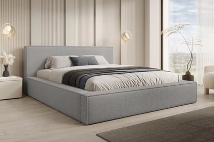 Manželská posteľ Nirello 160x200 s úložným priestorom - sivé buklé Quelle 83 Posteľ čalúnená Nirello 160x200 S vnútorným úložným priestorom- šedá bukla Quelle 83