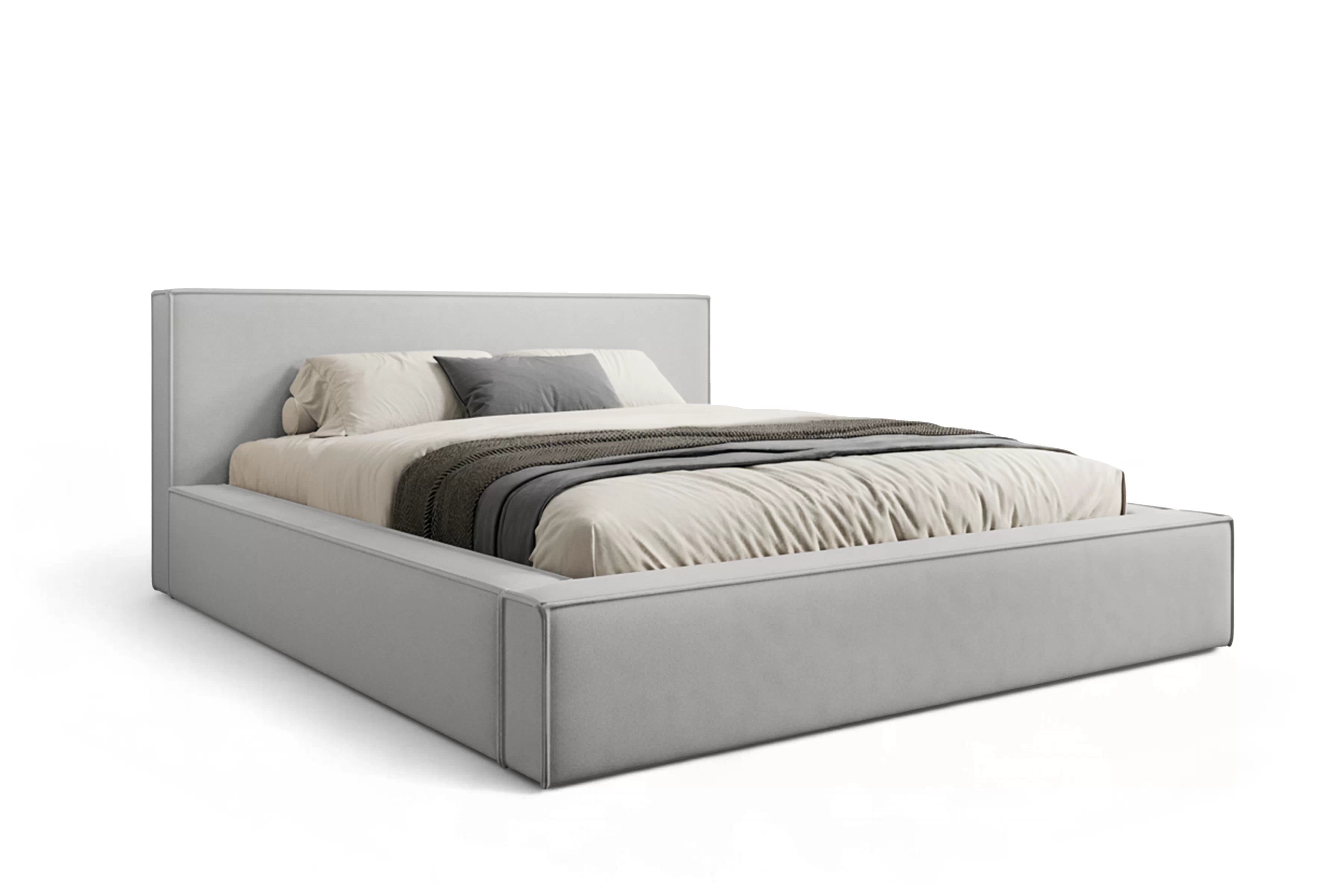 Manželská posteľ Nirello 160x200 s úložným priestorom - sivý zamat Castel 80 Posteľ čalúnená Nirello 160x200 S vnútorným úložným priestorom- šedý velúr Castel 80