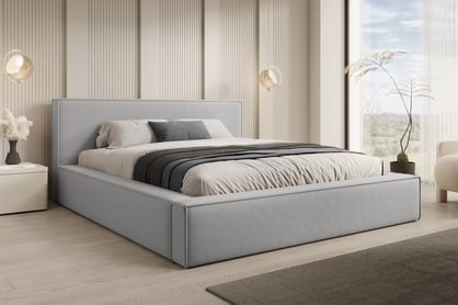 Čalúnená posteľ Nirello 160x200 s úložným priestorom - sivý zamat Castel 80 Posteľ čalúnená Nirello 160x200 S vnútorným úložným priestorom- šedý velúr Castel 80