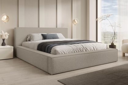 Čalúnená posteľ Nirello 180x200 s úložným priestorom - tmavobéžová buklé Quelle 05 Posteľ čalúnená Nirello 180x200 S vnútorným úložným priestorom- Béžová bukla Quelle 05