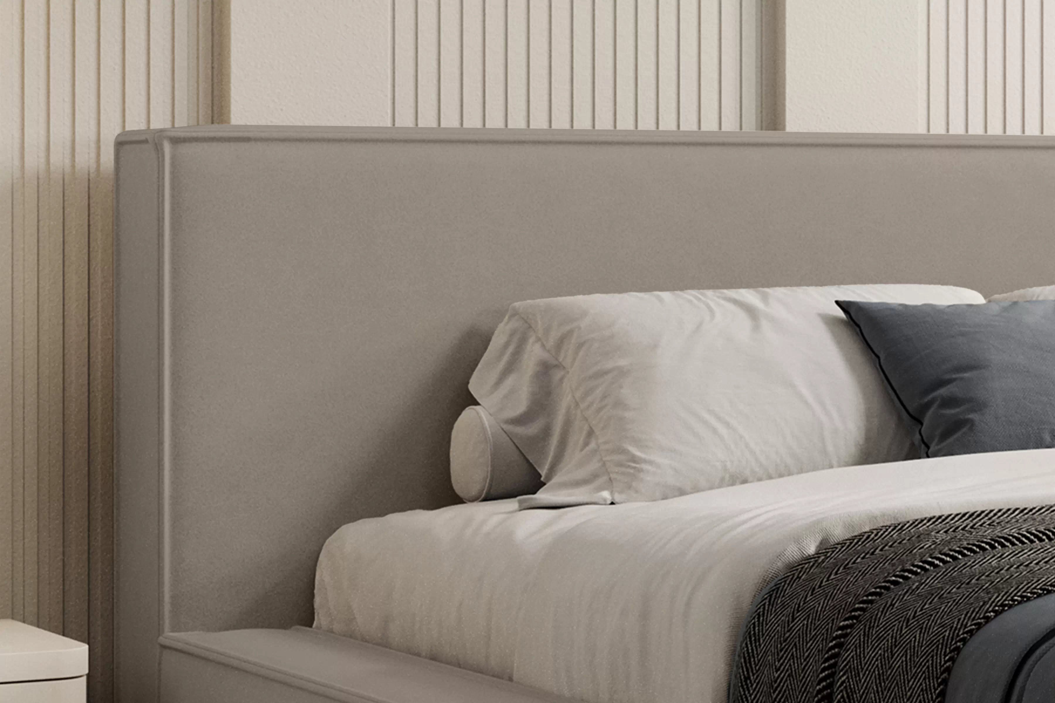 Manželská posteľ Nirello 180x200 s úložným priestorom - béžový zamat Castel 15 Posteľ čalúnená Nirello 180x200 S vnútorným úložným priestorom- béžový velúr Castel 15