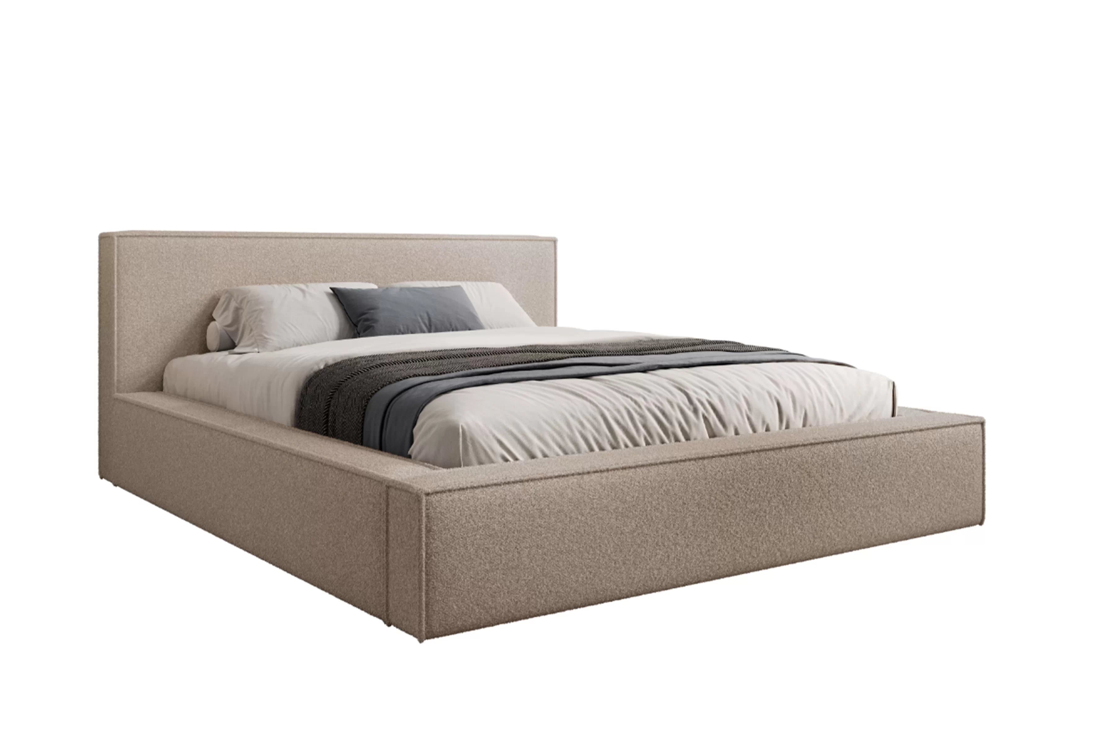 Čalúnená posteľ Nirello 180x200 s úložným priestorom - tmavobéžová buklé Quelle 05 Posteľ čalúnená Nirello 180x200 S vnútorným úložným priestorom- ciemno Béžová bukla Quelle 05