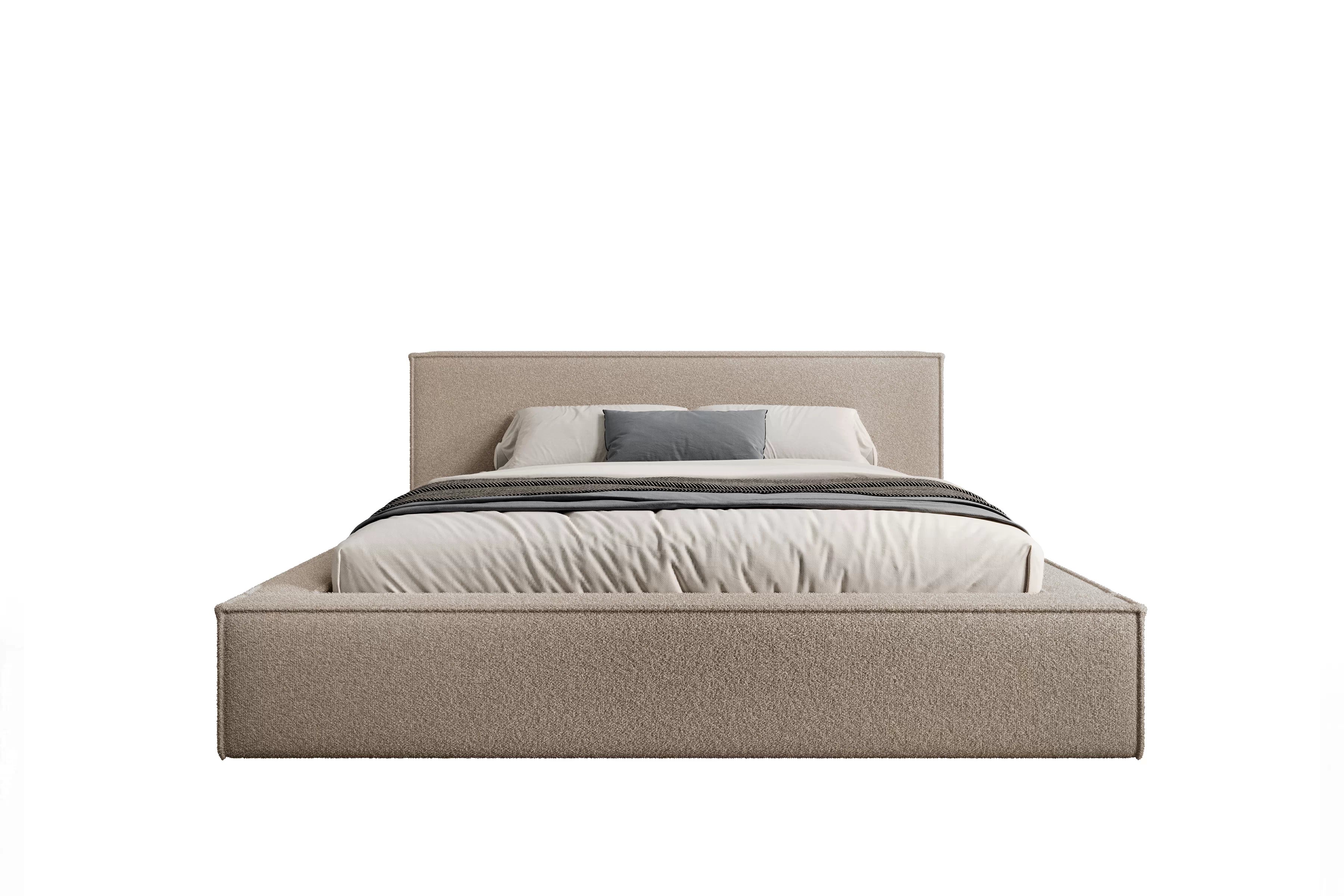 Čalúnená posteľ Nirello 180x200 s úložným priestorom - tmavobéžová buklé Quelle 05 Posteľ čalúnená Nirello 180x200 S vnútorným úložným priestorom- ciemno Béžová bukla Quelle 05