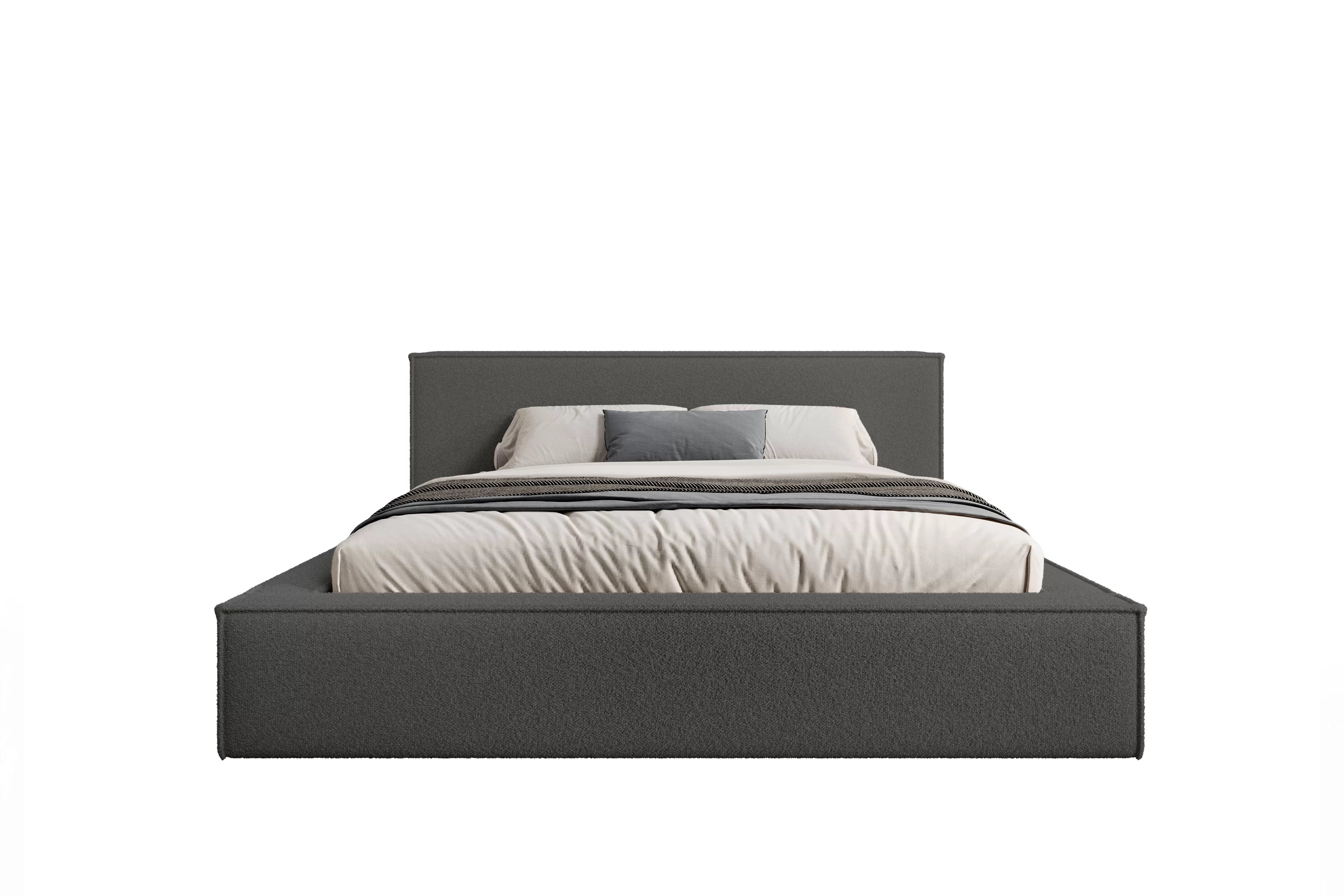 Manželská posteľ Nirello 180x200 s úložným priestorom - tmavosivé buklé Quelle 92 Posteľ čalúnená Nirello 180x200 S vnútorným úložným priestorom- Tmavý šedý bukla Quelle 92