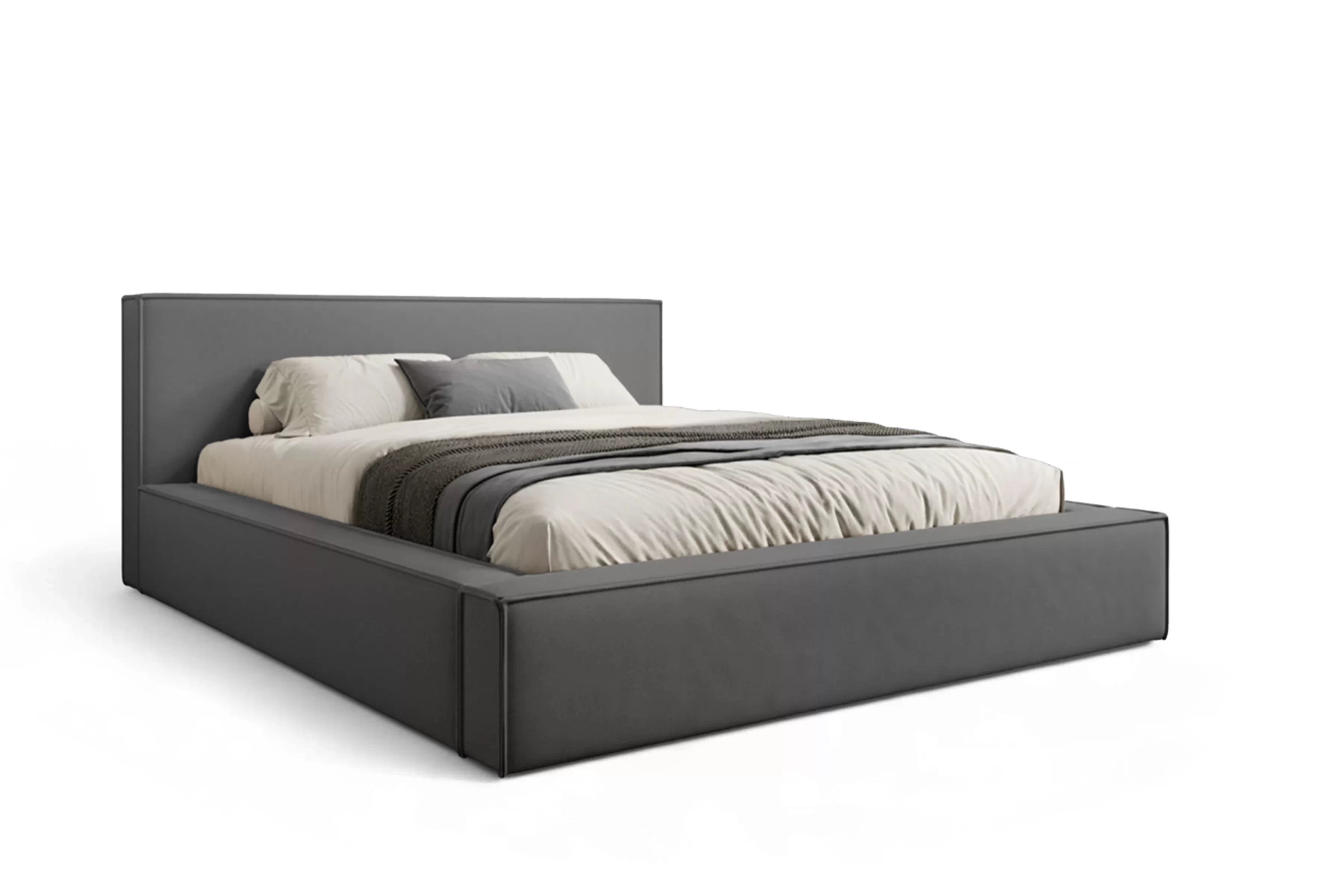 Manželská posteľ Nirello 180x200 s úložným priestorom - tmavosivý zamat Castel 93 Posteľ čalúnená Nirello 180x200 S vnútorným úložným priestorom- Tmavý šedý velúr Castel 93