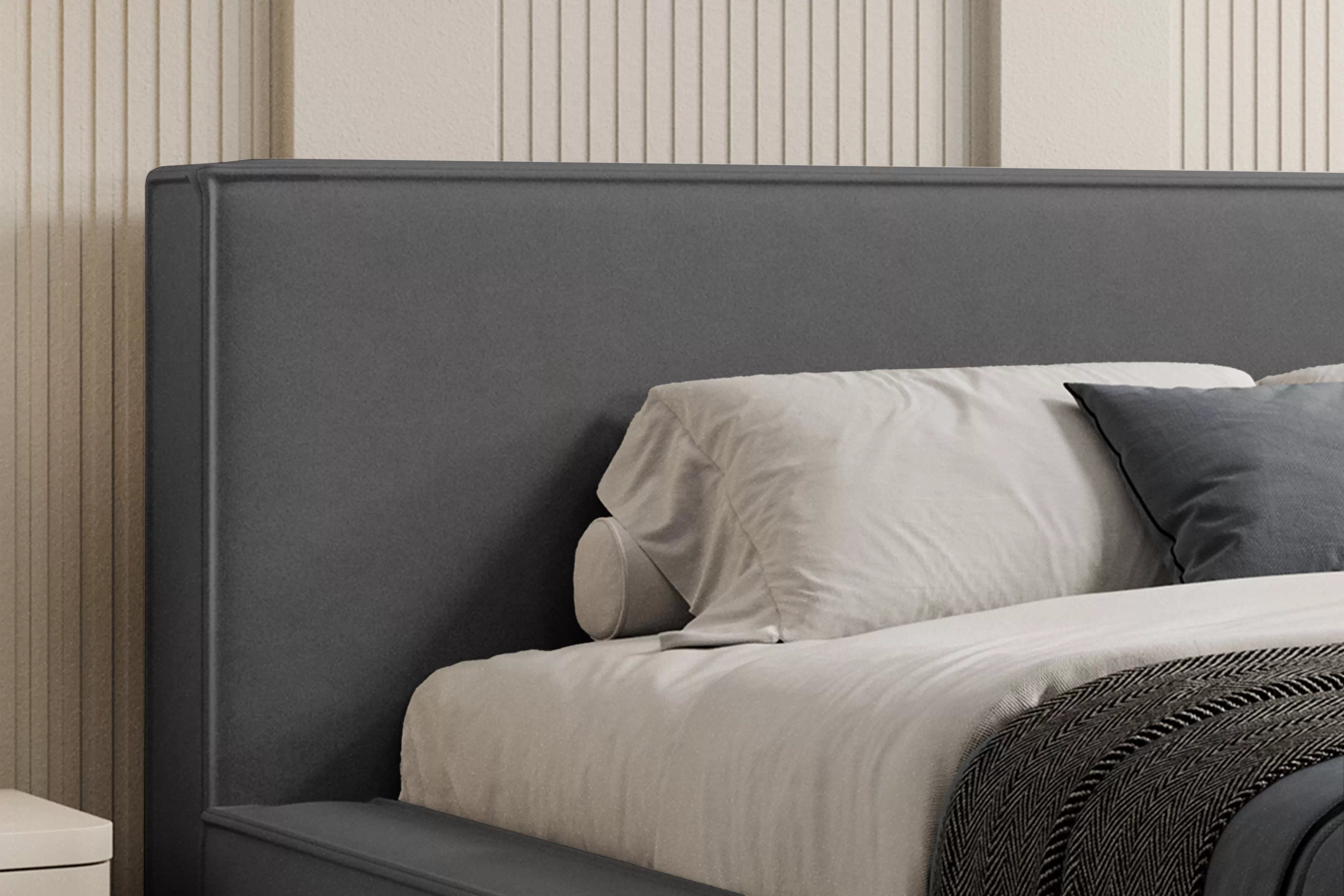 Manželská posteľ Nirello 180x200 s úložným priestorom - tmavosivý zamat Castel 93 Posteľ čalúnená Nirello 180x200 S vnútorným úložným priestorom- Tmavý šedý velúr Castel 93