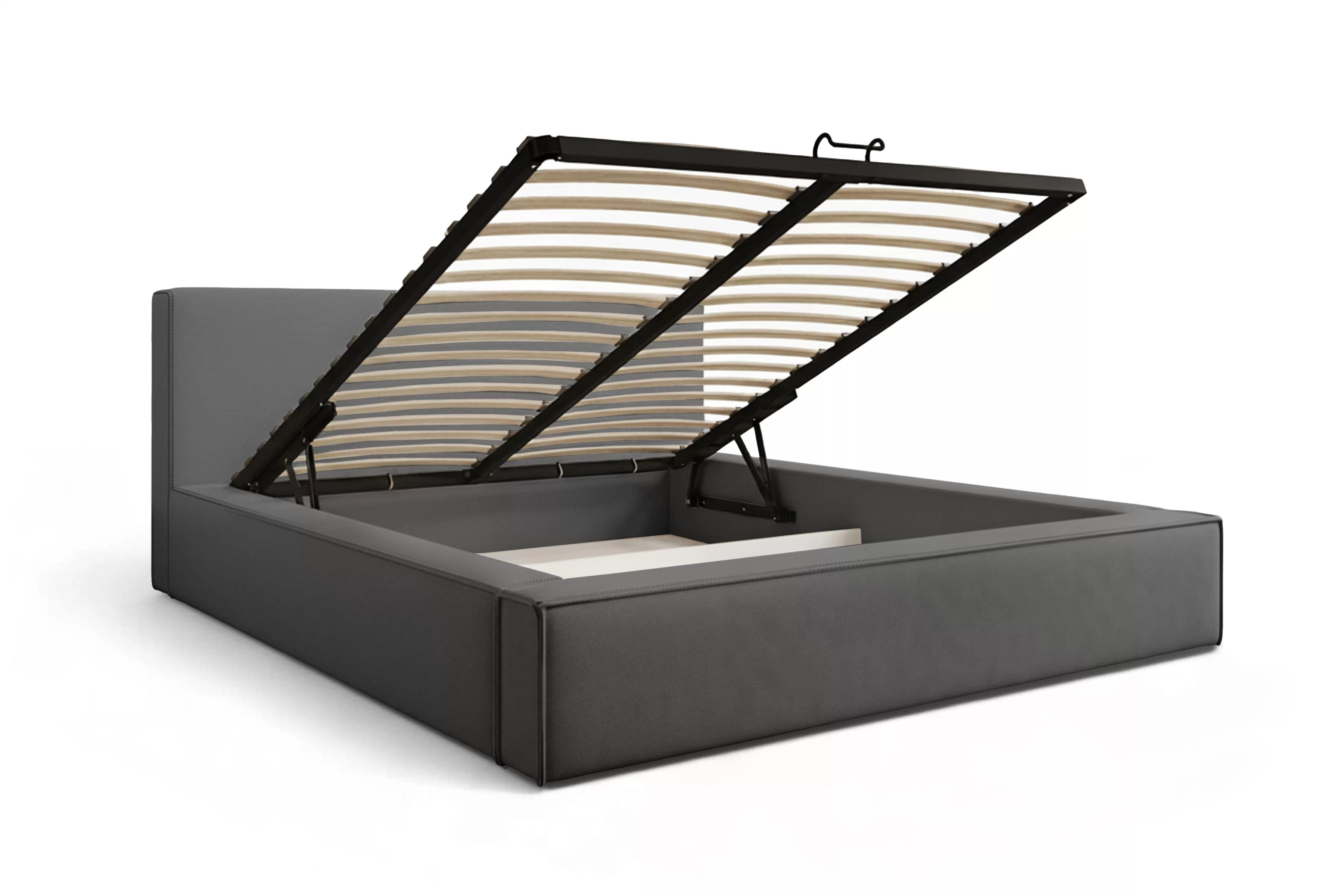 Manželská posteľ Nirello 180x200 s úložným priestorom - tmavosivý zamat Castel 93 Posteľ čalúnená Nirello 180x200 S vnútorným úložným priestorom- Tmavý šedý velúr Castel 93