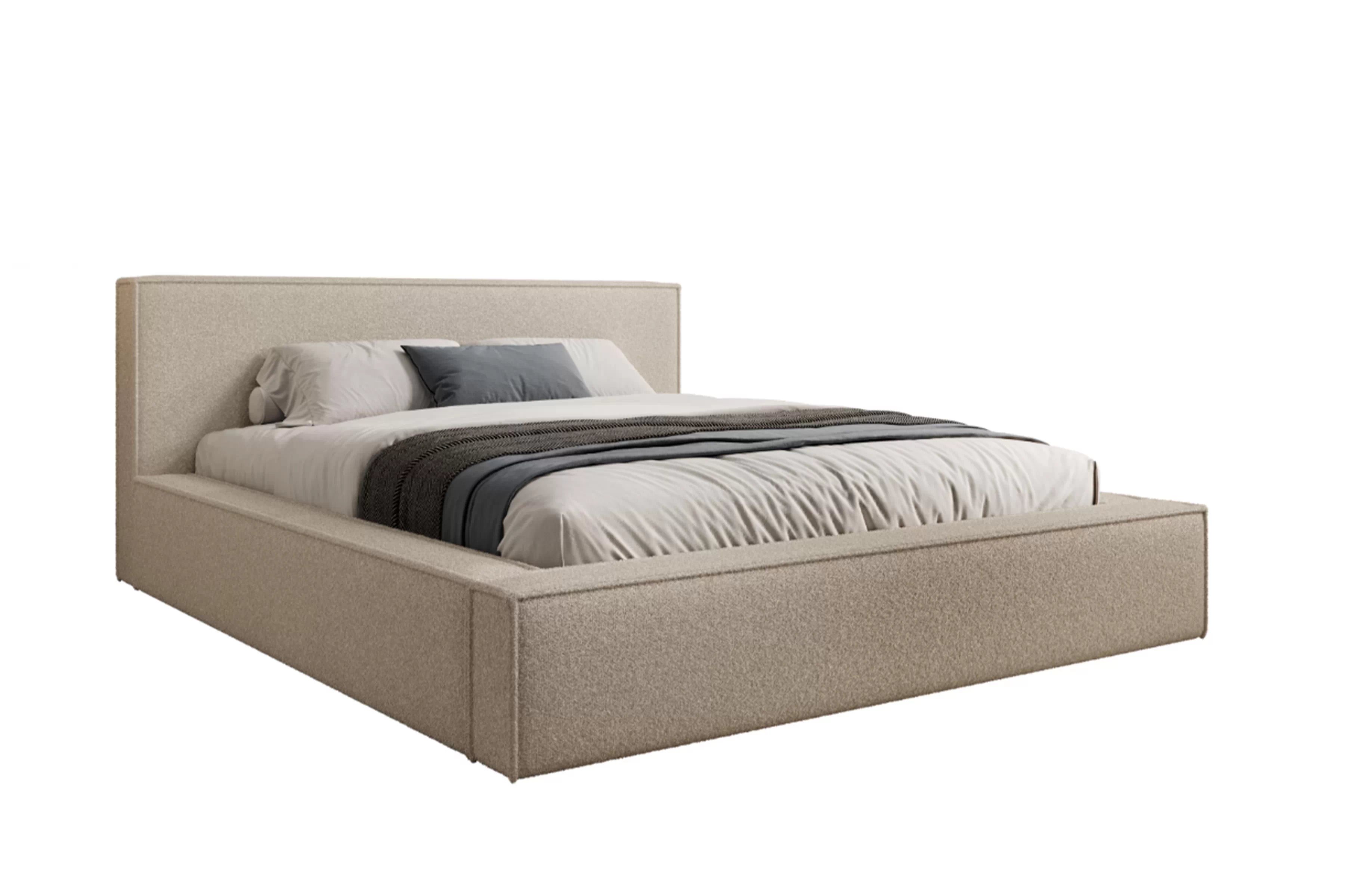 Manželská posteľ Nirello 180x200 s úložným priestorom - svetlobéžové buklé Quelle 02 Posteľ čalúnená Nirello 180x200 S vnútorným úložným priestorom- svetlý Béžová bukla Quelle 02 