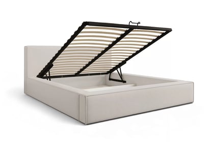 Čalouněná postel Nirello 180x200 s úložným prostorem - světle béžový samet Castel 03 Postel čalouněné Nirello 180x200 s úložným prostorem- světlý béžová samet Castel 03