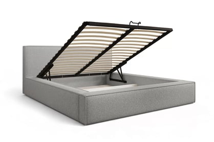 Manželská posteľ Nirello 180x200 s úložným priestorom - sivé buklé Quelle 83 Posteľ čalúnená Nirello 180x200 S vnútorným úložným priestorom- šedá bukla Quelle 83