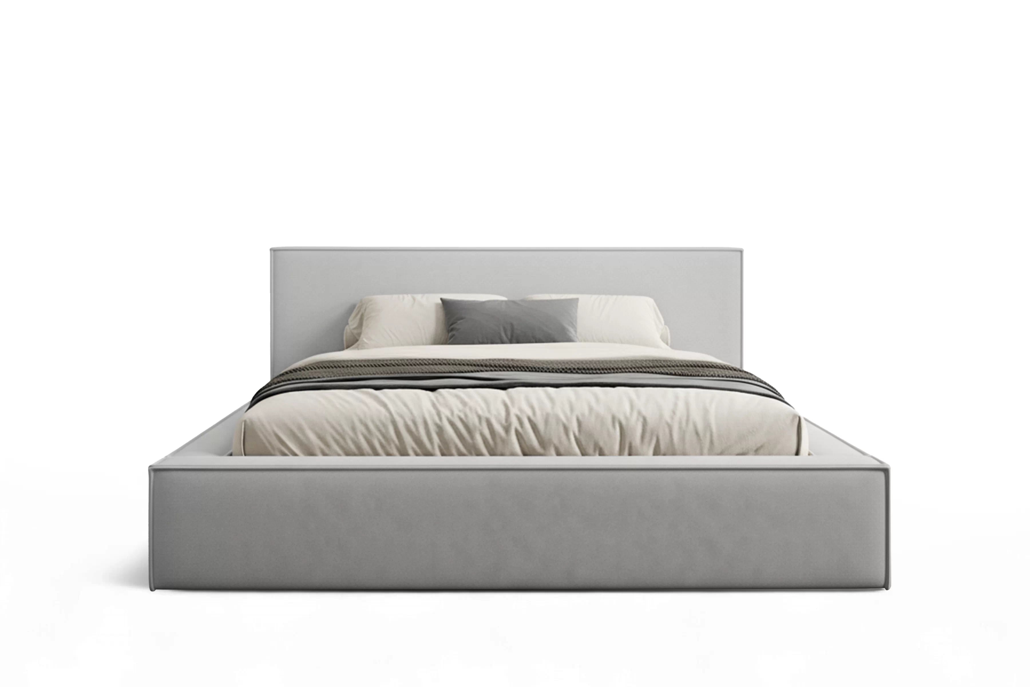 Manželská posteľ Nirello 180x200 s úložným priestorom - sivý zamat Castel 80 Posteľ čalúnená Nirello 180x200 S vnútorným úložným priestorom- šedý velúr Castel 80