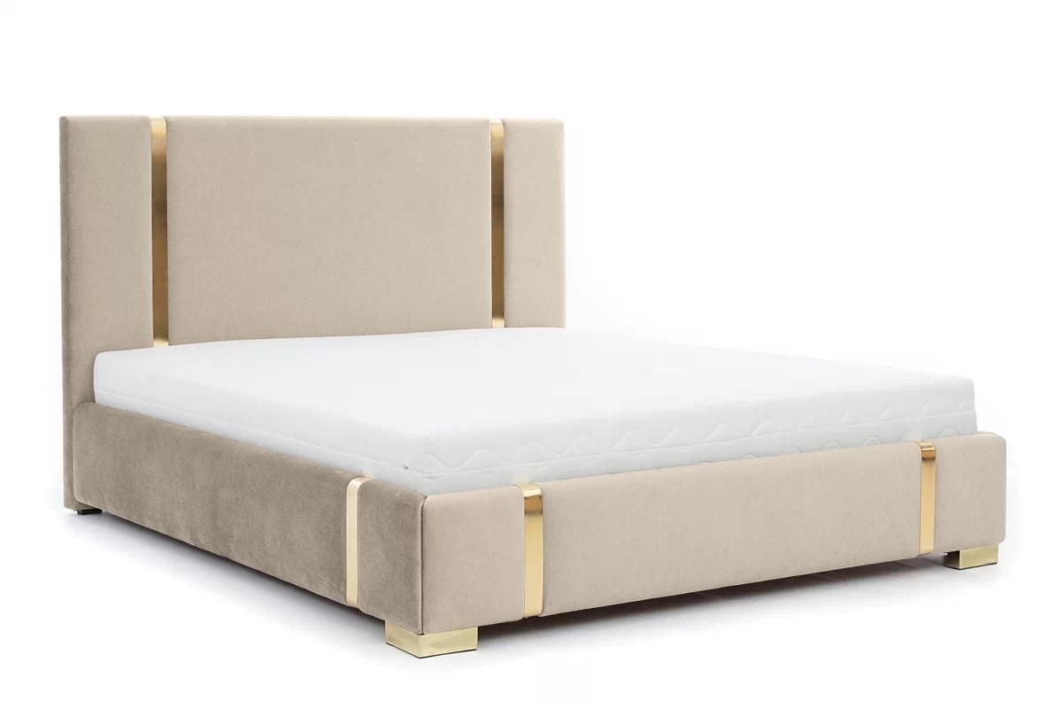 Posteľ čalúnená Oro 200x200 - Béžová plecionka New Neapol 1 Posteľ čalúnená Oro 200x200 - Béžová plecionka New Neapol 1