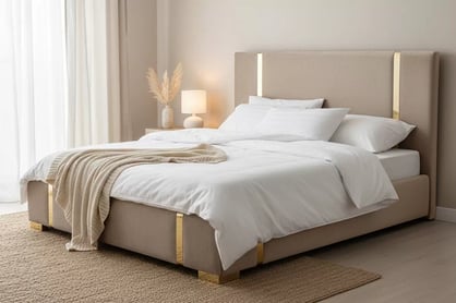 Posteľ čalúnená Oro 200x200 - Béžová plecionka New Neapol 1 Posteľ čalúnená Oro 200x200 - Béžová plecionka New Neapol 1