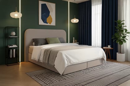 Čalúnená posteľ Rasel 160x200 s úložným priestorom - béžová buklé Quelle 05 Posteľ čalúnená Rasel 160x200 S vnútorným úložným priestorom- Béžová bukla Quelle 05