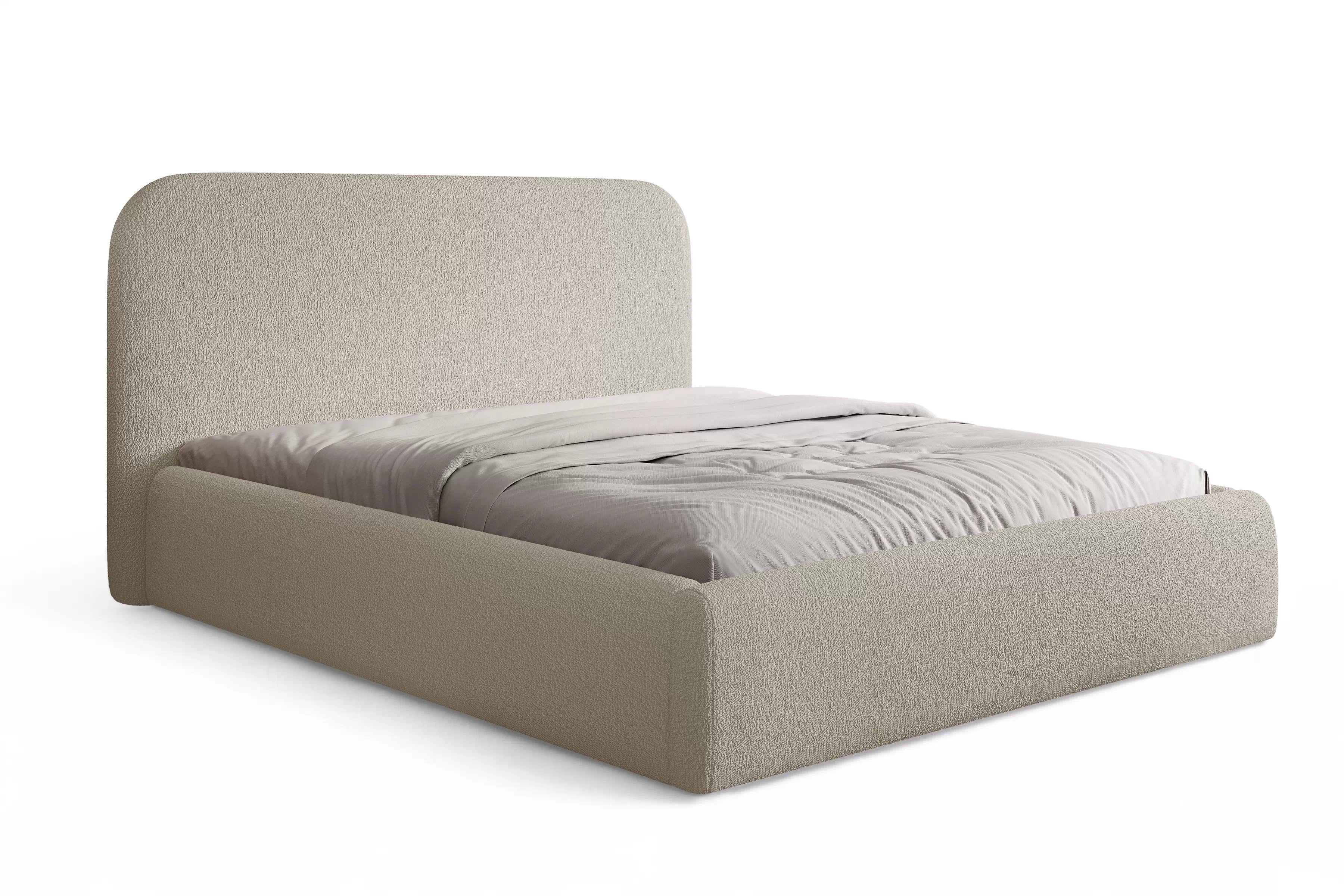 Manželská posteľ Rasel 160x200 s úložným priestorom - béžové buklé Quelle 05 Posteľ čalúnená Rasel 160x200 S vnútorným úložným priestorom- Béžová bukla Quelle 05