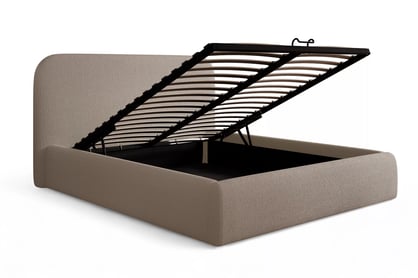 Čalúnená posteľ Rasel 160x200 s úložným priestorom - tmavobéžová buklé Quelle 05 Posteľ čalúnená Rasel 160x200 S vnútorným úložným priestorom- ciemno Béžová bukla Quelle 05
