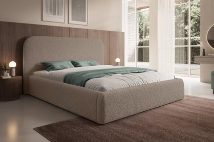 Čalúnená posteľ Rasel 160x200 s úložným priestorom - tmavobéžová buklé Quelle 05 Posteľ čalúnená Rasel 160x200 S vnútorným úložným priestorom- ciemno Béžová bukla Quelle 05