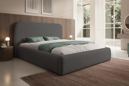 Manželská posteľ Rasel 160x200 s úložným priestorom - tmavosivé buklé Quelle 92 Posteľ čalúnená Rasel 160x200 S vnútorným úložným priestorom- Tmavý šedý bukla Quelle 92