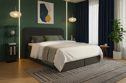 Čalúnená posteľ Rasel 160x200 s úložným priestorom - tmavosivá buklé Quelle 92 Posteľ čalúnená Rasel 160x200 S vnútorným úložným priestorom- Tmavý šedý bukla Quelle 92