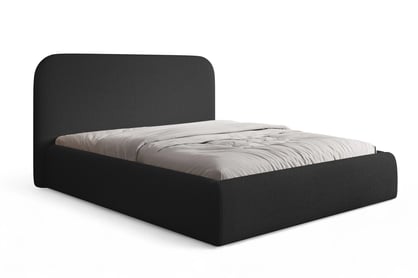 Čalúnená posteľ Rasel 160x200 s úložným priestorom - čierna bouclé Quelle 100