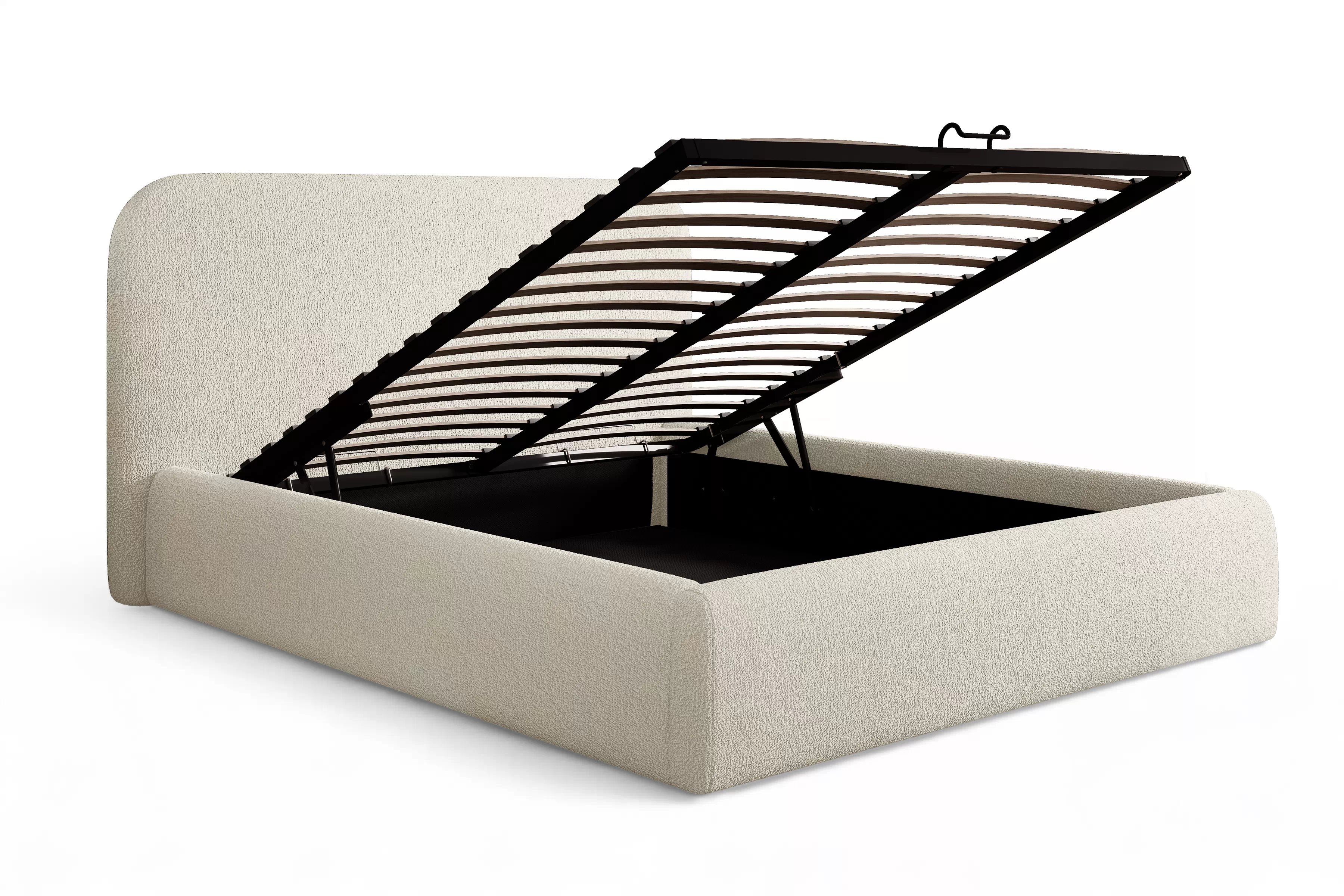 Manželská posteľ Rasel 160x200 s úložným priestorom - svetlobéžové buklé Quelle 02 Posteľ čalúnená Rasel 160x200 S vnútorným úložným priestorom- svetlý Béžová bukla Quelle 02