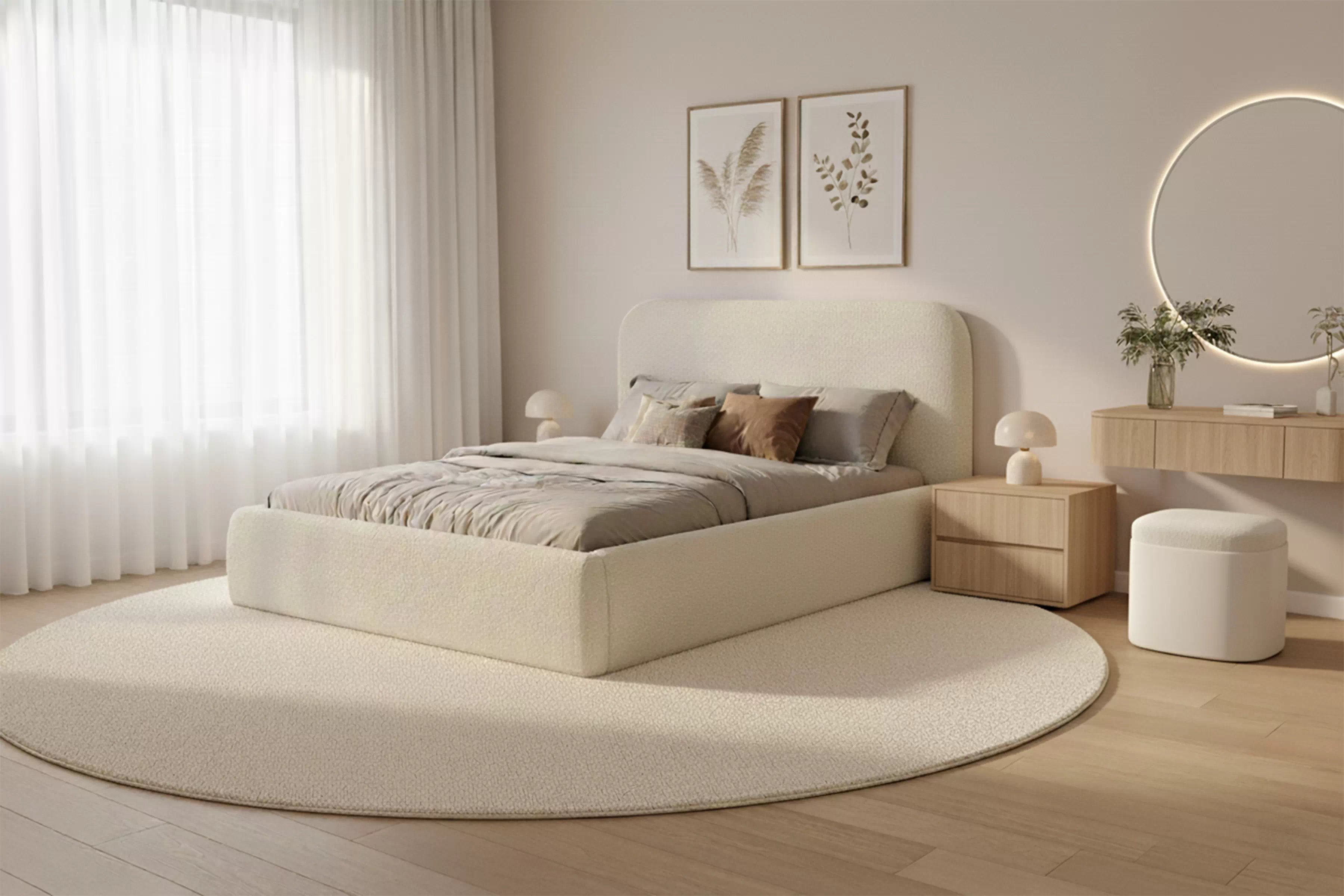 Manželská posteľ Rasel 160x200 s úložným priestorom - svetlobéžové buklé Quelle 02 Posteľ čalúnená Rasel 160x200 S vnútorným úložným priestorom- svetlý Béžová bukla Quelle 02