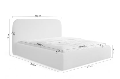 Čalúnená posteľ Rasel 160x200 s úložným priestorom - svetlý béžový buklé Quelle 02 Posteľ čalúnená Rasel 160x200 S vnútorným úložným priestorom- svetlý Béžová bukla Quelle 02