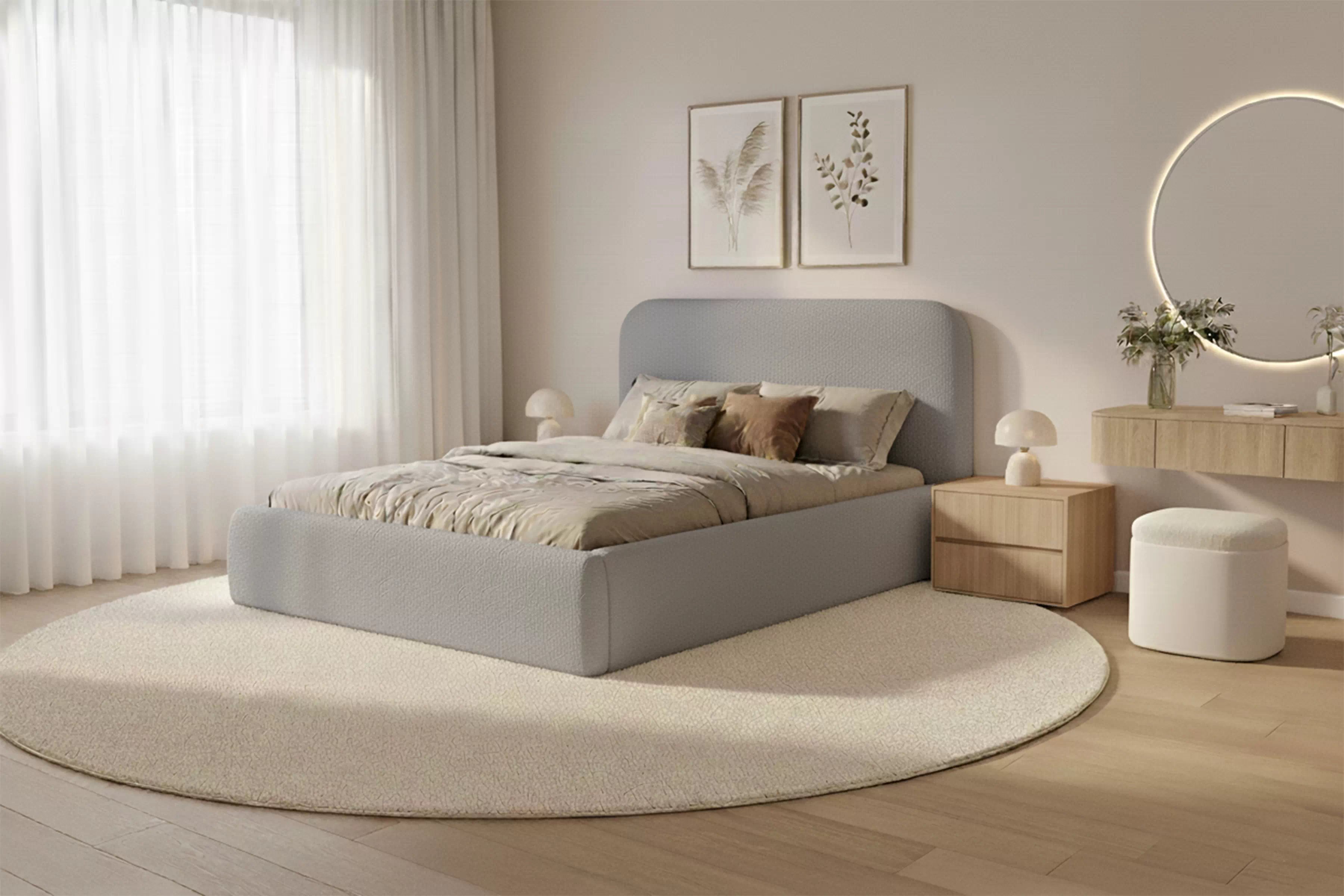 Manželská posteľ Rasel 160x200 s úložným priestorom - sivé buklé Quelle 83 Posteľ čalúnená Rasel 160x200 S vnútorným úložným priestorom- šedá bukla Quelle 83